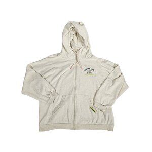 Star Wars XL Speckled Zip Hoodie Beige Green "The Force" Embroidery
